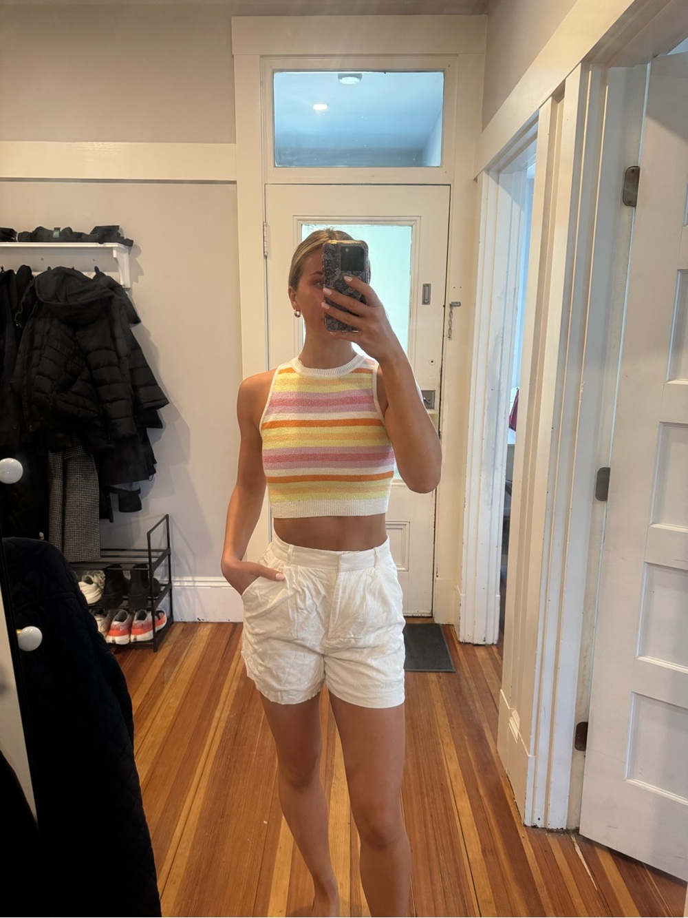 Abercrombie & Fitch high waist, white linen short tailored